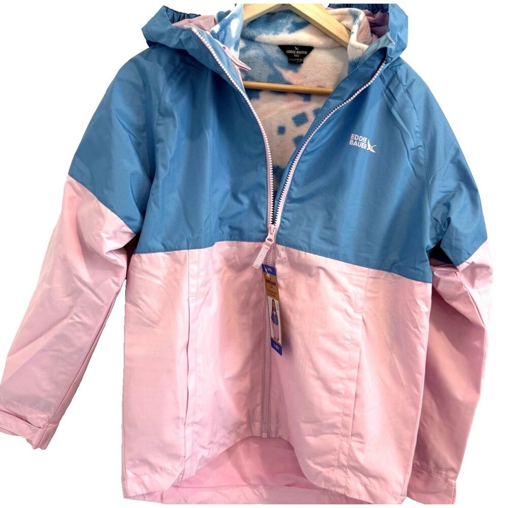 NWT Eddie Bauer Coat Girls Large 14 16 Pink Blue 3-in-1 Jacket Hooded Water Rest